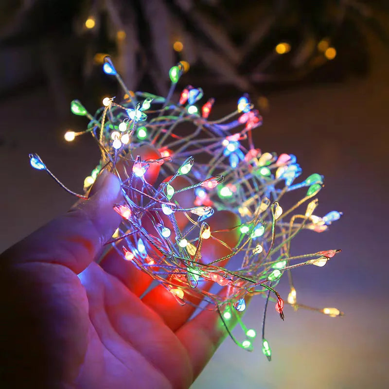 1.5/3/6M USB LED Firecracker String Lights with Remote Control for Christmas Wedding Party New Year Decoration