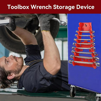 Red Wrench Organizer Plastic Wrench Organizer Tray Sockets Storage Tools Rack Sorter Standard Spanner Holders Wrench Holder