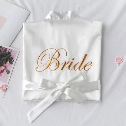 Bride To Be Team Bride Satin-Silk Robe Wedding Bridesmaid Robes Women Bridal Shower Bachelorette Party Gift