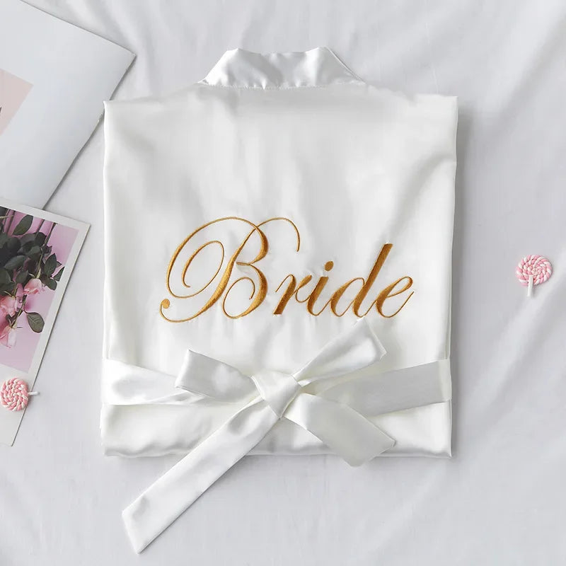 Bride To Be Team Bride Satin-Silk Robe Wedding Bridesmaid Robes for Women Bridal Shower Bachelorette Party Gift