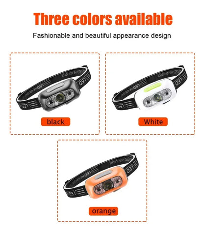 Mini LED Rechargeable Sensor Headlamp Built-in Battery USB Head Flashlight Outdoor Waterproof Camping Fishing Headlight