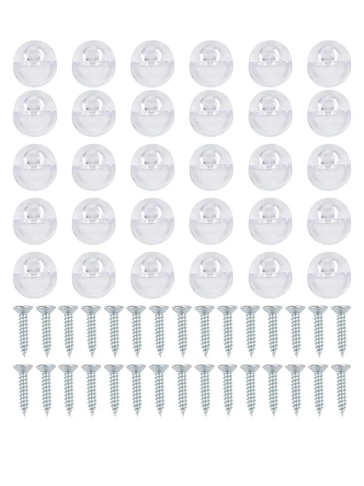 30 Set Plastic Glass Retainer Clips with Screws for Glass Panel Installation Compatible with 4mm Thickness Glass in Cabinets
