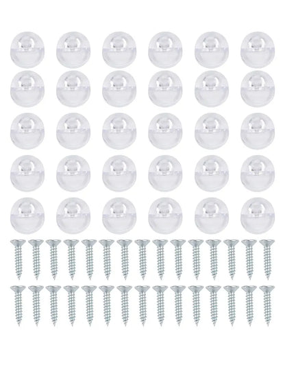 30 Set Plastic Glass Retainer Clips with Screws for Glass Panel Installation Compatible with 4mm Thickness Glass in Cabinets