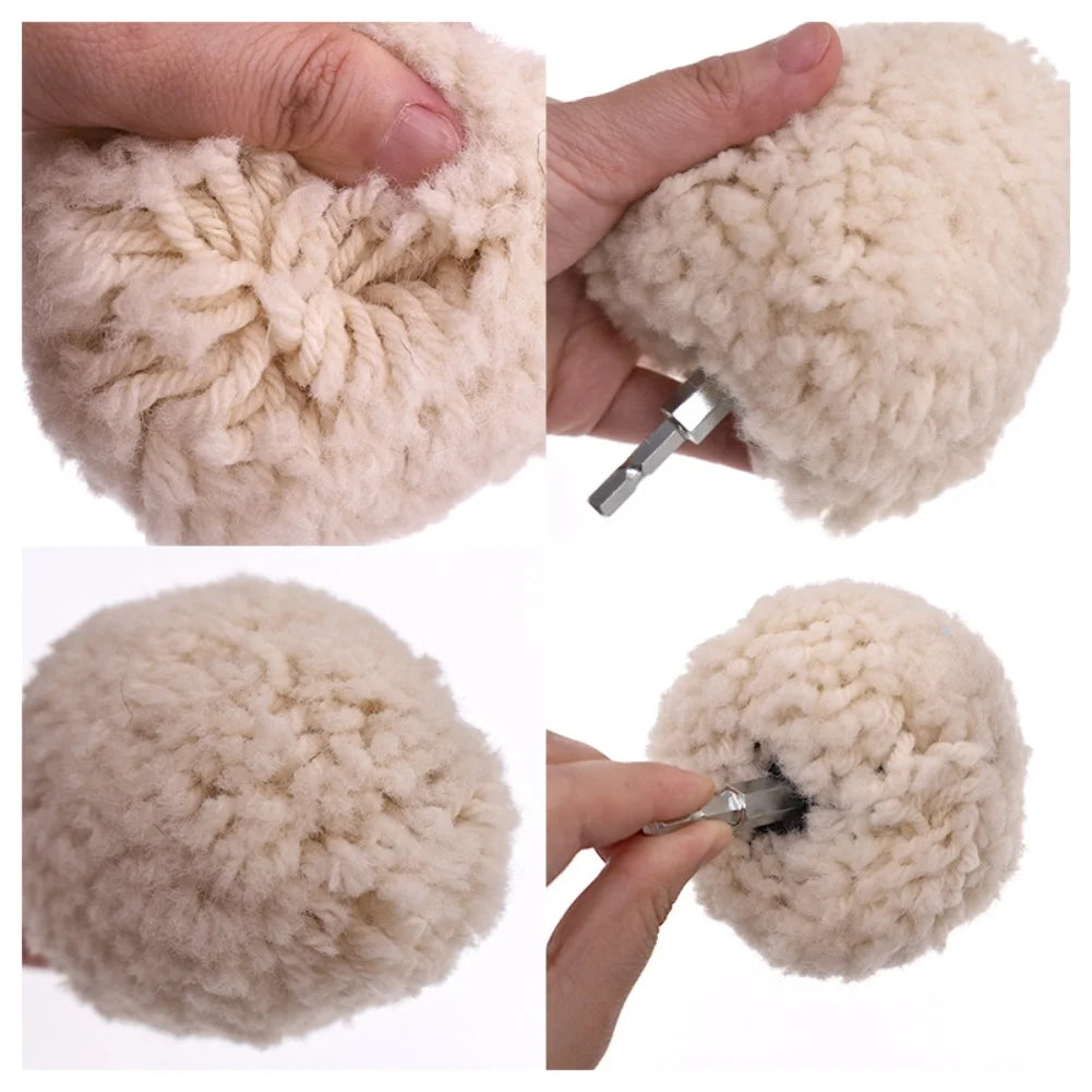 140*100mm / 5.51*3.93inch Wool Buffing Wheel Ball Hex Shank Wool Polishing Wheel For Paint Metal Wood And Stone