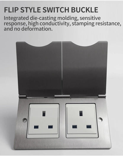 Fireproof 13A Wall Outlet 8mm Stainless Steel UK EU US FR Universal Power Socket Single Double Gang DIY