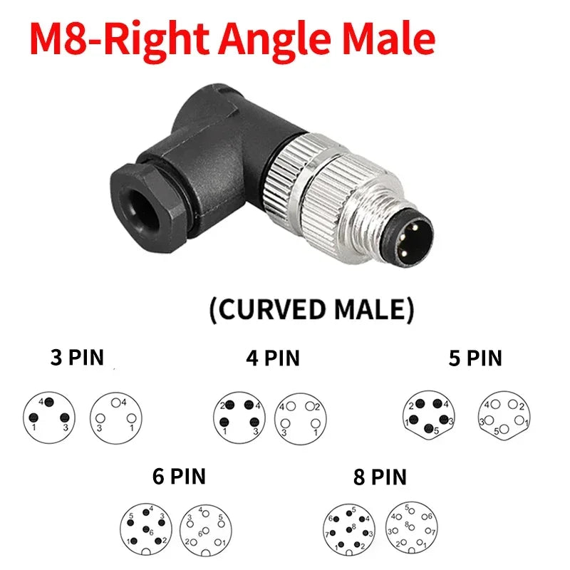 M8 Waterproof Aviation Connector Set 3–8 Pin Male Female Plug Socket for Proximity Sensor Straight Right Angle Flange Mount