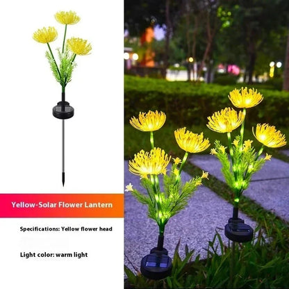 Solar LED Red Magic Lily Lights with 3 Glowing Flower Heads, Outdoor Yard, Garden, Lawn Decoration Flower Lamp