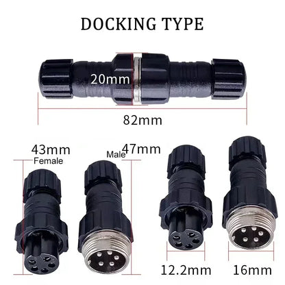 5/20 Sets GX16 M16 QL16 16MM Aviation Plug & Socket, Male Female Docking Back Nut Panel Mounted Connector with 2/3/4/5/6/7/8/9 Pins
