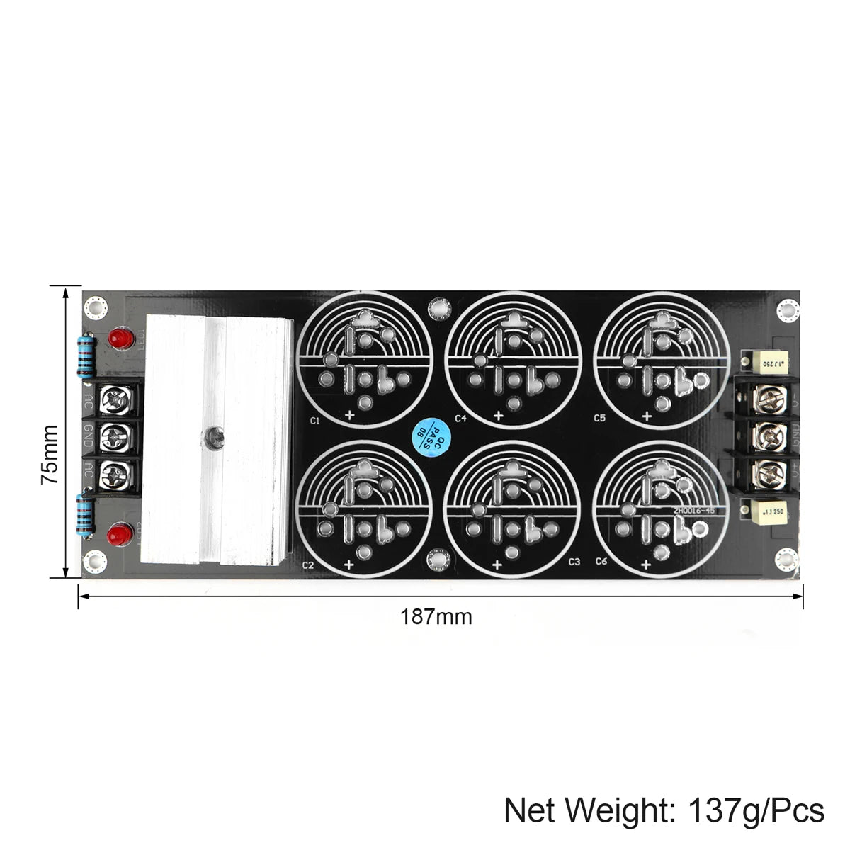 Schottky Rectifier Power Supply Board with 6 Capacitors 120A for DIY Speaker Amplifier