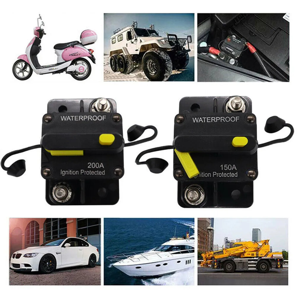 Car Circuit Breaker Fuse Reset 30–300A 12V–48V DC, Waterproof Auto and Boat Electrical Switch