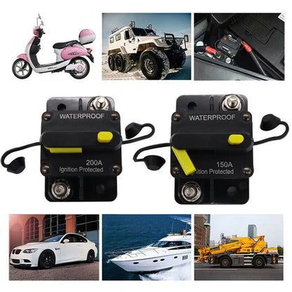 Car Circuit Breaker Fuse Reset 30–300A 12V–48V DC, Waterproof Auto and Boat Electrical Switch