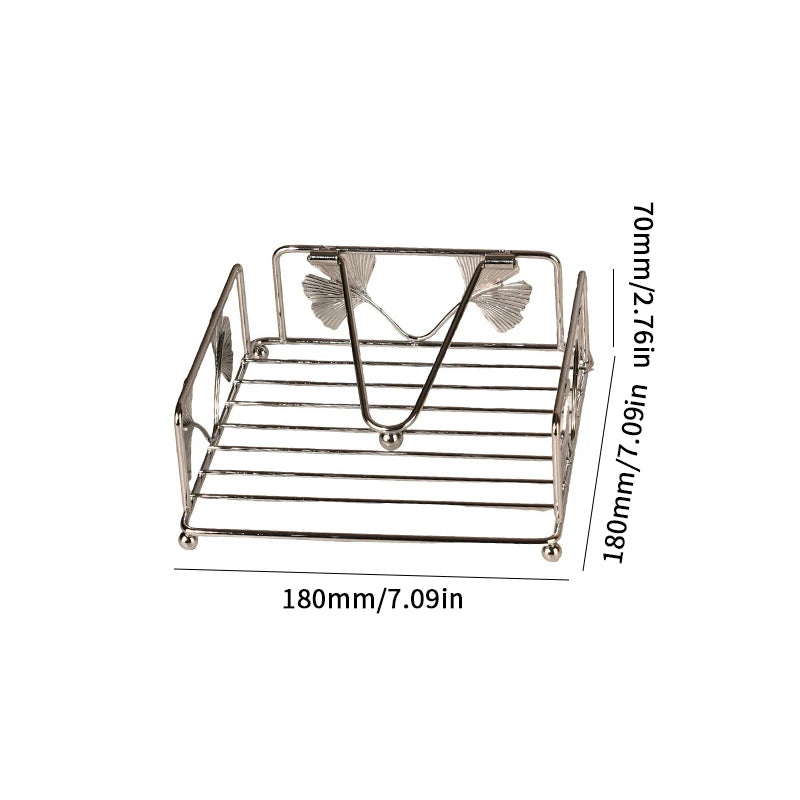Rustic Metal Napkin Holder Square Paper Organizer for Kitchen