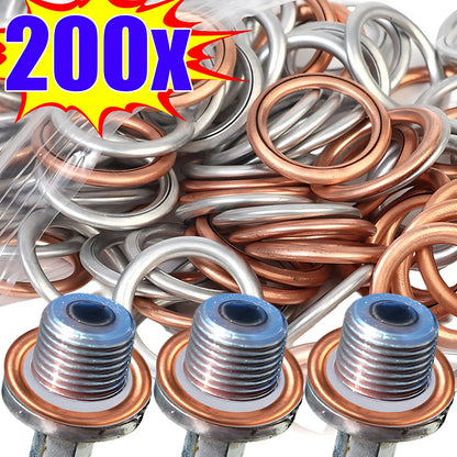 200/10pcs Car Oil Pan Drain Gasket Drainage Bolt Pad Aluminum/ Copper Oil Drain Plug Gasket Cars Accessories for Volkswagen Audi