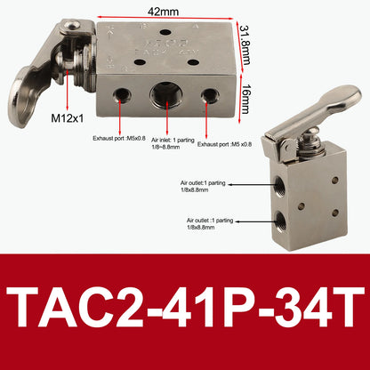 TAC2-41P+34T Pneumatic Valve 2 Position 3Way Mechanical Valve With 6mm Connector Pneumatic Switch Valve For Automatic Equipment