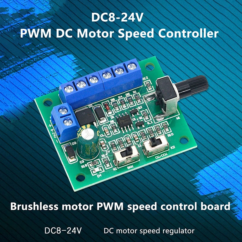 New DC 8V-24V Brushless DC Motor Driver Controller Board PWM Driver Fan Motor Speed Governor Forward And Backward Control 18KHz
