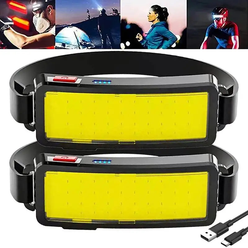 Strong Light Headlamp Portable Mini COB LED Headlight Built-in Battery Flashlight USB Rechargeable Head Lamp Hiking Torch