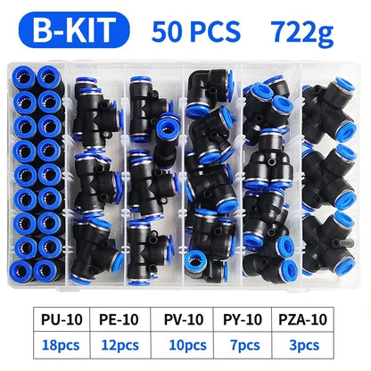 Boxed Pneumatic Fittings PU-10 PE-10 PZA-10 PY-10 PV-10 Quick Release Connectors Kit for 4mm Plastic Hose Couplings