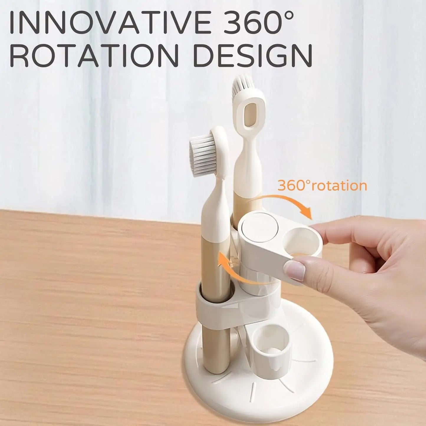 6/1PCS Rotating Toothbrush Holder, Bathroom Desktop Toothbrush Storage Rack, Makeup Brush Pen Organizer, Bathroom Accessories