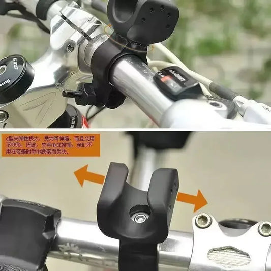Bicycle Handlebar Flashlight Clip Holder Riding Handlebar Universal 360 Degree Rotating Bike LED Torch Mount Clamp Grip Bracket
