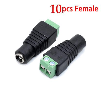 DC Power Jack Plug Adapter 12V 5A 2.1×5.5mm Male & Female Connector for CCTV and LED Strip