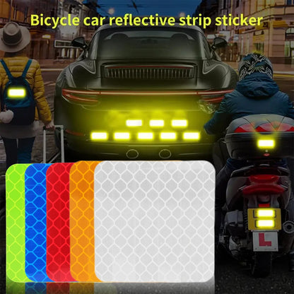 Car Bumper Reflective Safety Strip Stickers – Warning Reflector Tape Decals for Auto Exterior (10pcs/Set)
