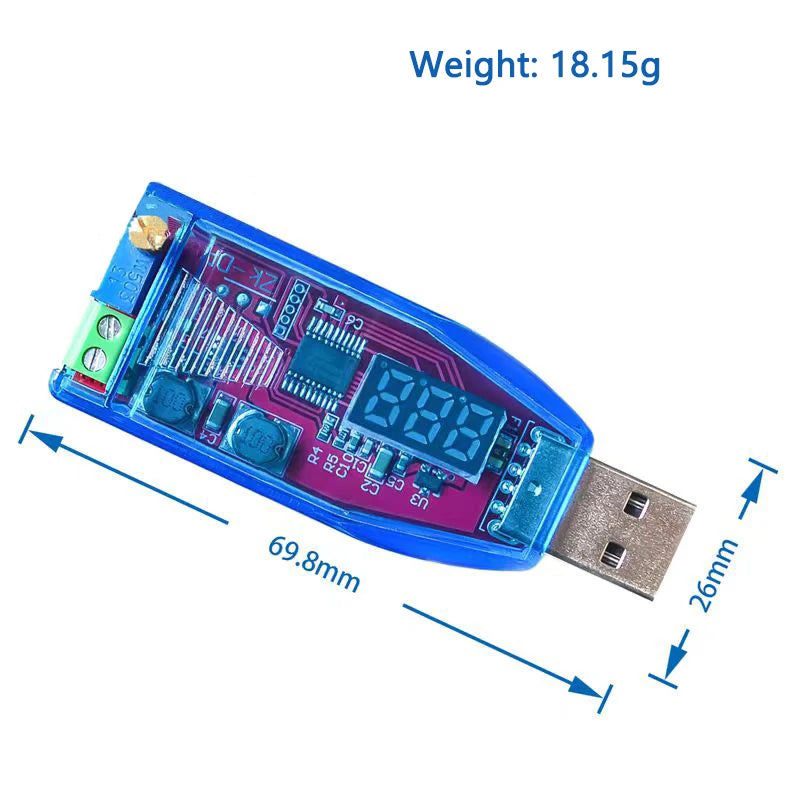 DC-DC USB Adjustable Step-Up/Step-Down Power Supply Voltage Regulator Module with Red Display