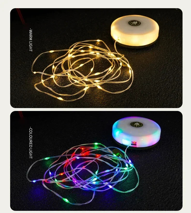 Camping String Lights Rechargeable LED Flashlight Hook lamp 4 in 1 Design 10m RGB Atmosphere Light Outdoor Waterproof Tent Light