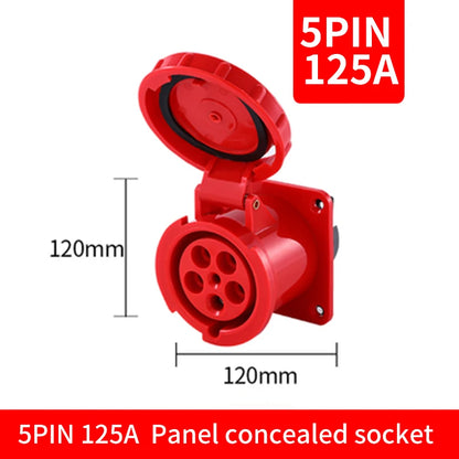 Industrial IP67 Plug 3/4/5 Pin 125A Waterproof Dustproof Socket Male and Female Wall Mounted Panel Concealed Conductor 380V 415V