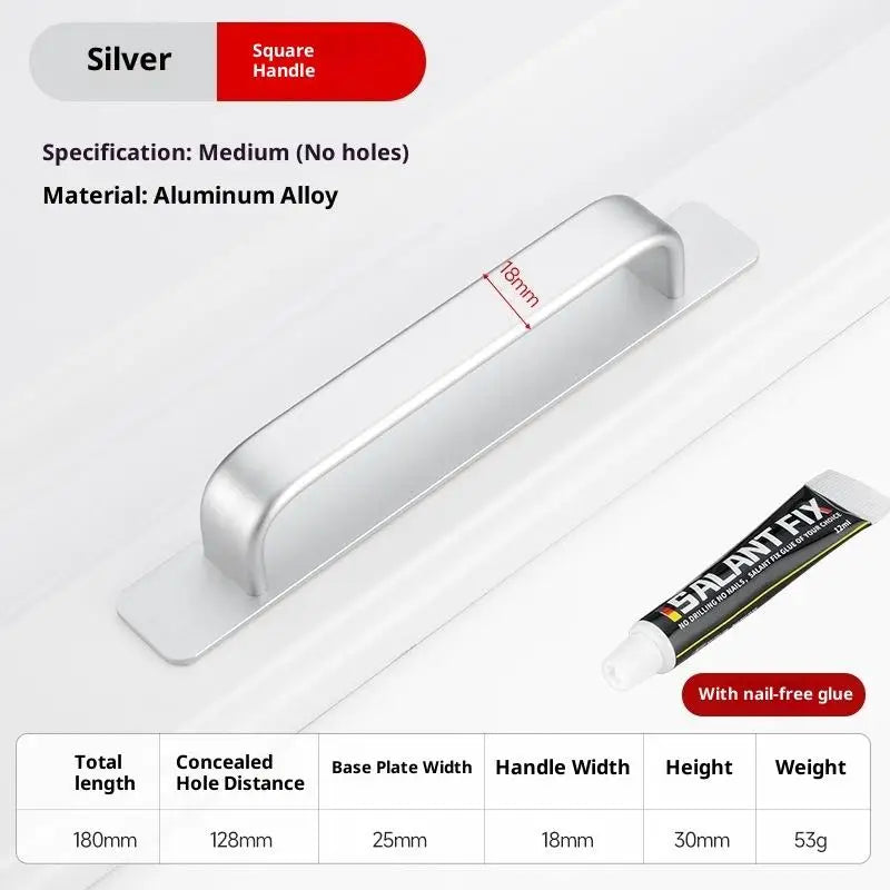 Drill-free Aluminum Handle for Sliding Door Window Drawer Bathroom Push-Pull