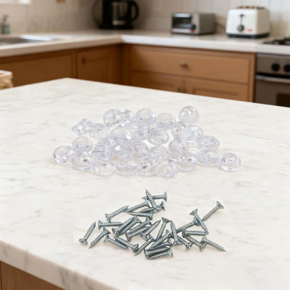 30 Set Plastic Glass Retainer Clips with Screws for Glass Panel Installation Compatible with 4mm Thickness Glass in Cabinets