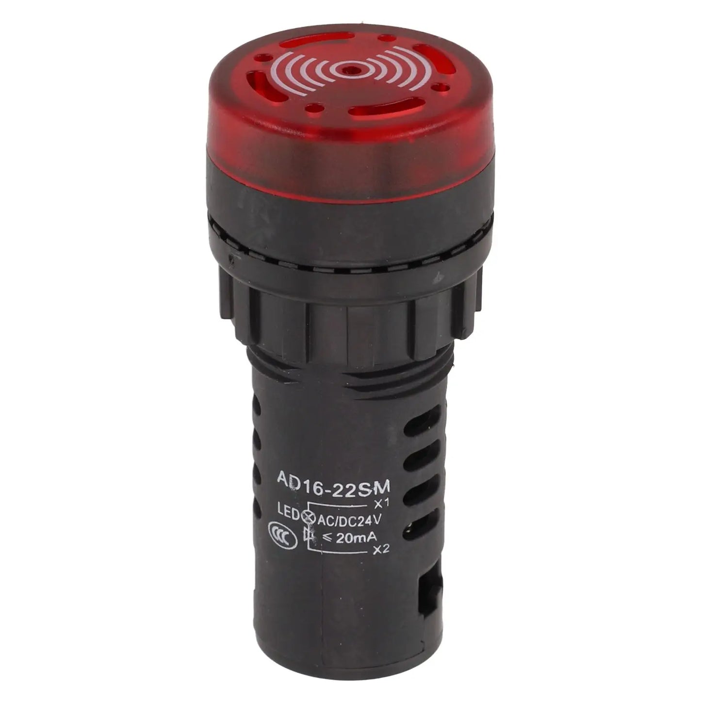 22mm Sound & Light Alarm — AD16-22SM Red LED Buzzer, AC/DC 12V/24V/220V