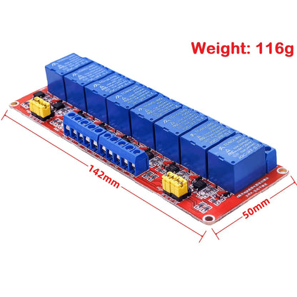 8-Channel 5V/12V/24V Relay Module with Optocoupler for Arduino & Raspberry Pi High/Low Level Trigger