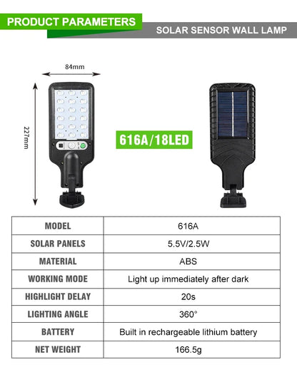 Outdoor LED Solar Light 72COB Motion Sensor Solor Wall Lamp with Remote Control 3 Modes for Garden Patio Yard Garage Lighting