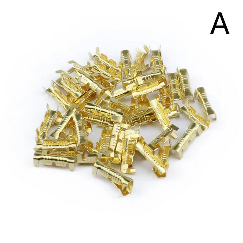 Electrical Wire 0.5-1.5mm2 Gold Brass Plated Tin Surface Uninsulated Female Spade Terminal Connectors Terminals Crimp