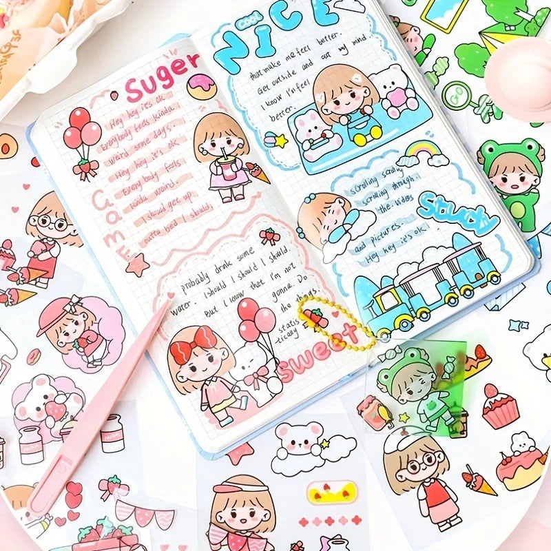 40/80pcs PET Stickers Season Series PET Decorative Stickers DIY Diary Girls Scrapbooking Material Decor Album Stationery Sticker