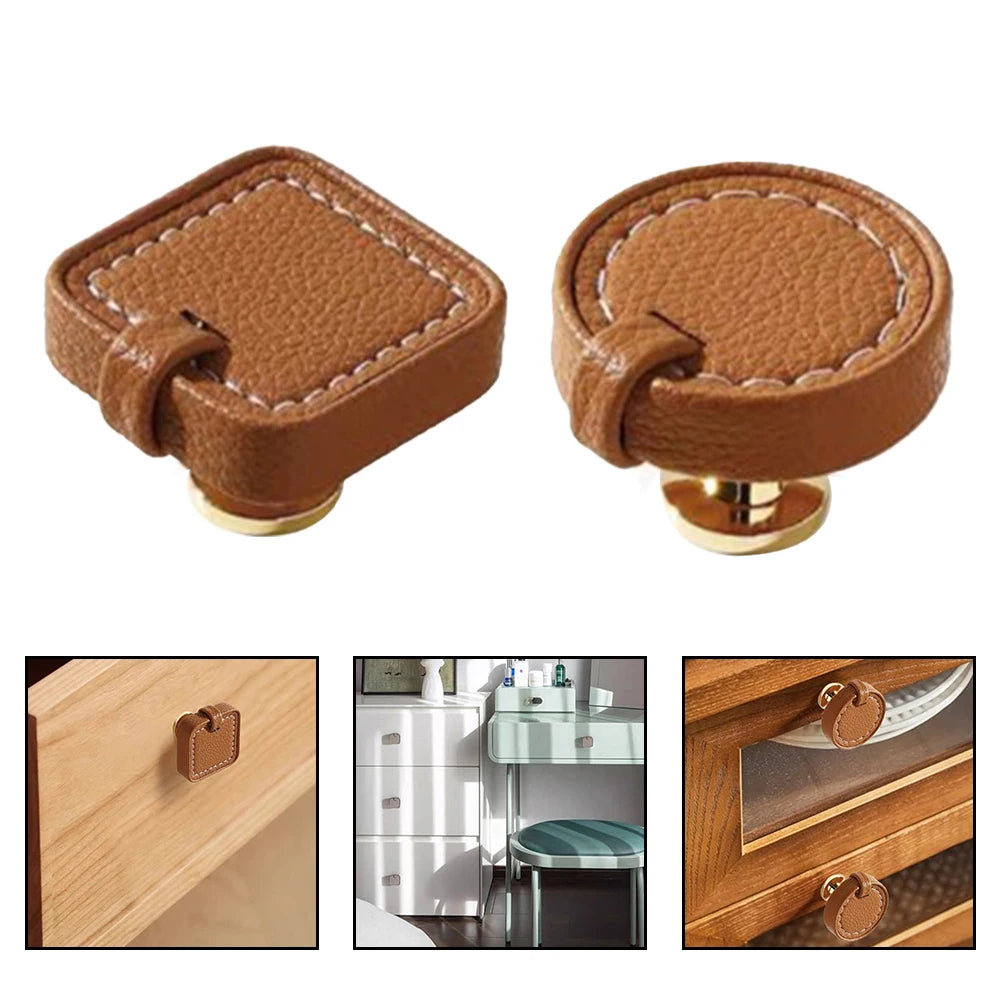 For Kitchen Cabinets Zinc Alloy Knobs Leather Drawer Pulls Stylish Furniture Pulls Sturdy Construction Stylish Furniture Accents