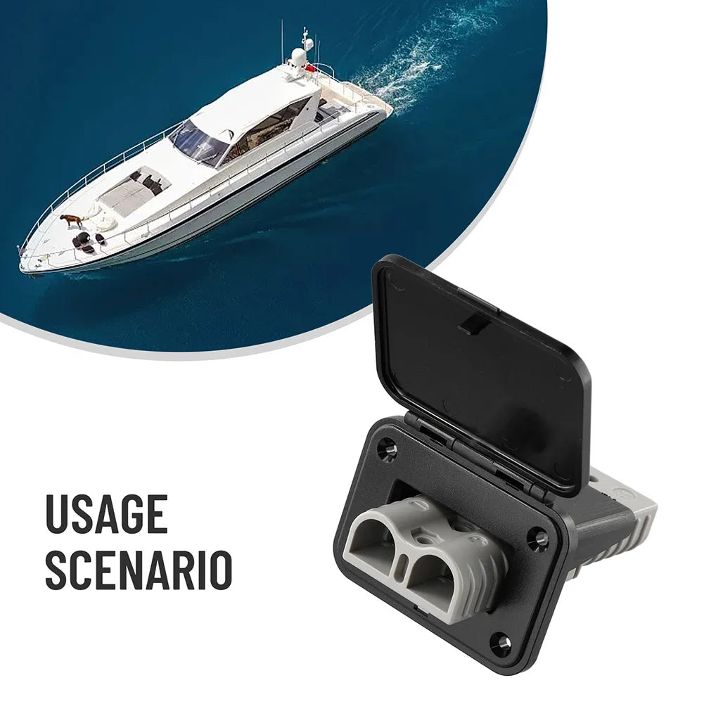 120A 600V Anderson Plug Flush Mount Panel Bracket with Cover & Handle for 4-6AWG, Yachts Electrical Parts