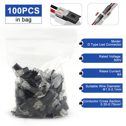 2 Pin Insulated Strip Terminal Block Automotive Wire Connector 20/50/100pcs