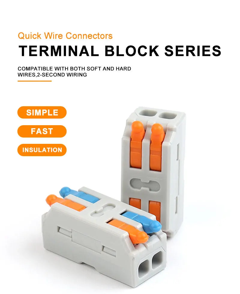 10PCS Mini Fast Wiring Cable Connectors Universal Compact Splitter Electrical Conductors Push-in Home Terminal Block