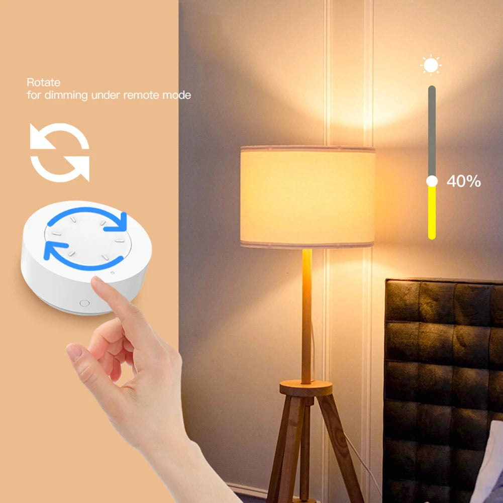 For Zigbee Smart Rotary Knob Switch for Controlling Light Bulbs Remotely with One Touch Operation and Wide Hub Compatibility