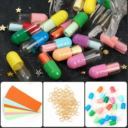 Message Capsules Love Pill with Roll Paper Blank Notes Wish Bottle Capsule Emoticon Smile Pills Wedding Party Valentine's Gift