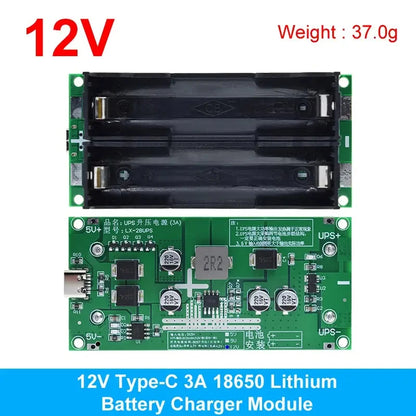 3A High-Power 18650 Lithium Battery Boost Module 5V-12V Charging and Discharging Board for UPS
