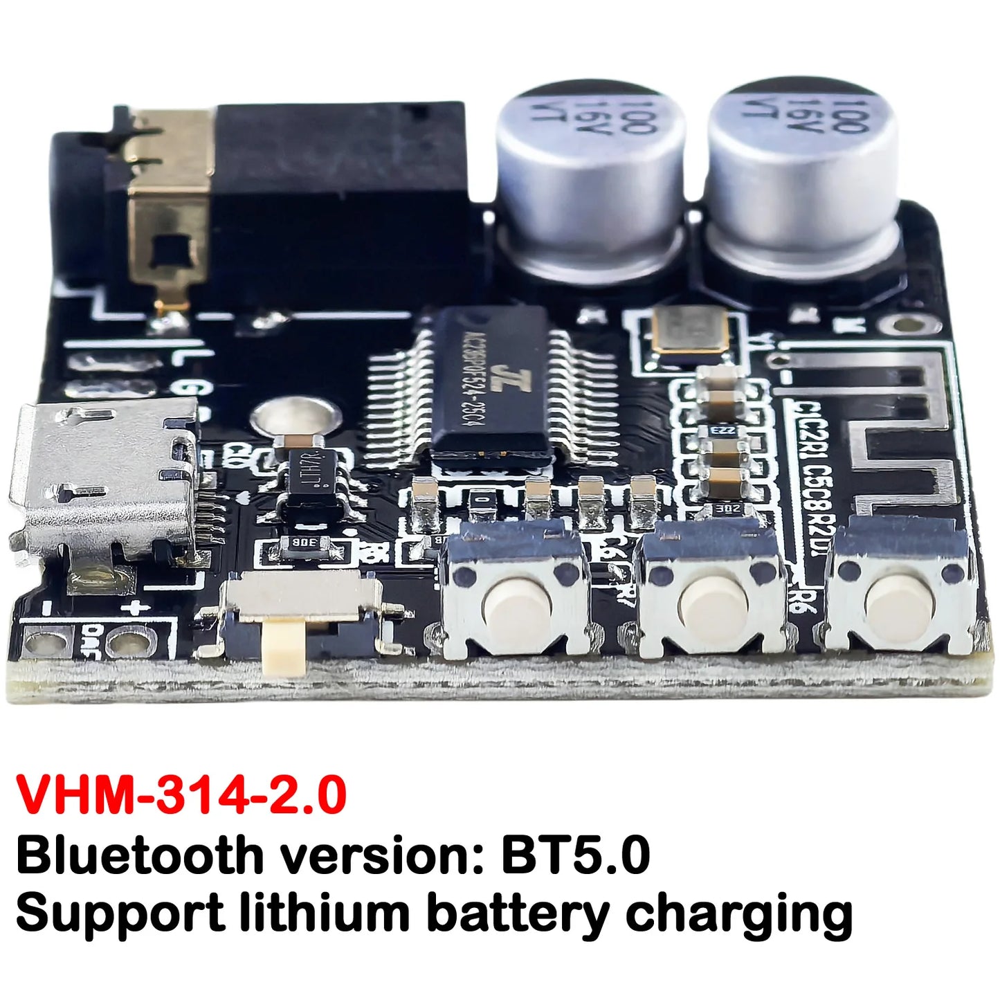 VHM-314 Bluetooth 5.0 Audio Receiver Board 3.7-5V Wireless Stereo MP3 Lossless Decoder XY-BT-Mini