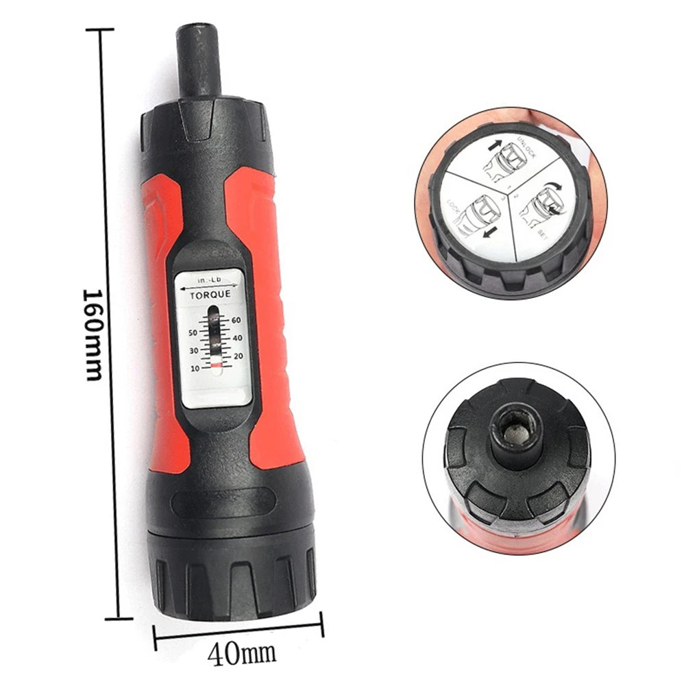 Manual Preset Torque Driver Screwdriver 1/4Inch Drive Wrench Non-Slip 10-65In.lb Non-slip Ergonomic Handle Wrench For Electrical
