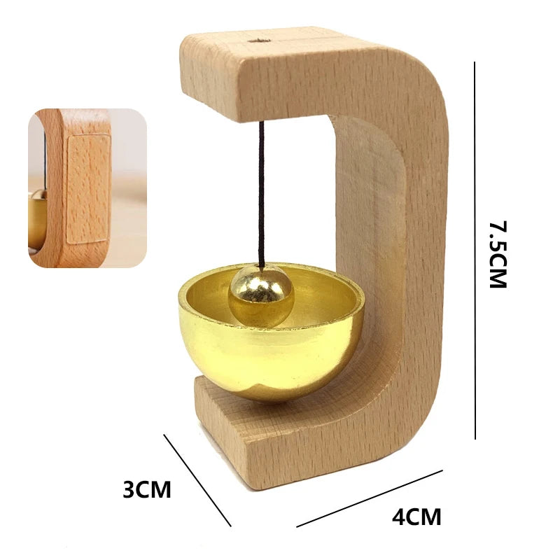 Wireless Magnetic Jingle Bell Door Chime Wooden Brass Hanging Pendant for Entrance Home Decoration