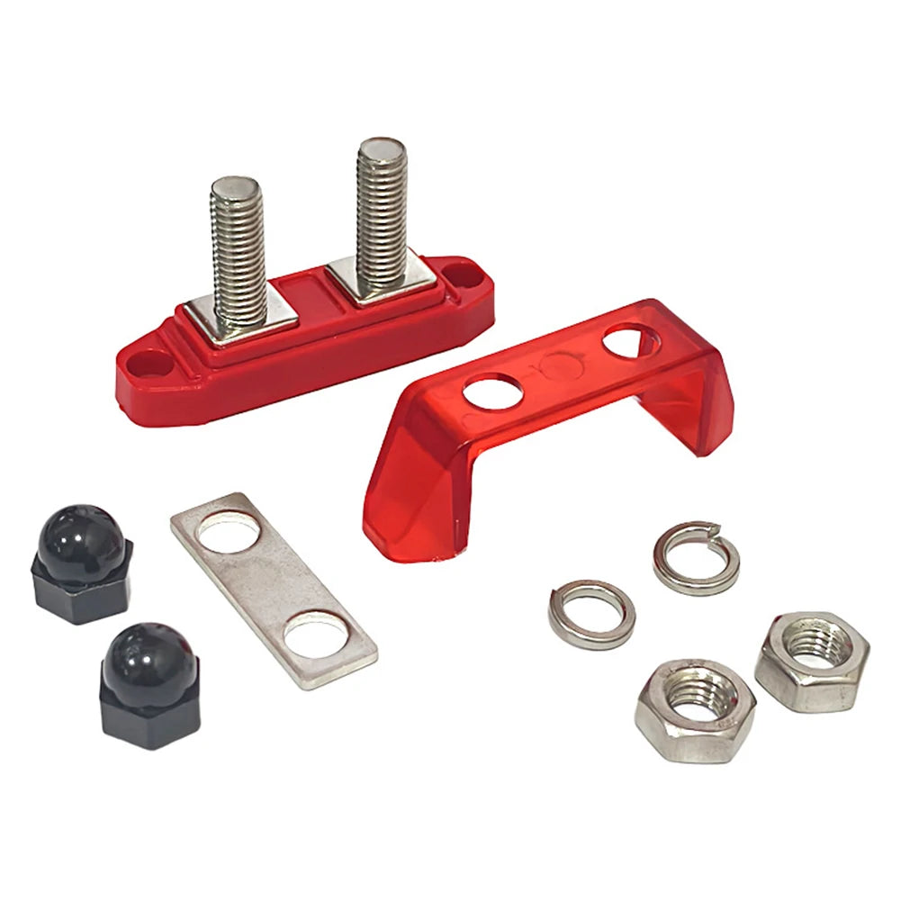 12V-48V Bus Bar M8 M10 DC Bus Bar Stainless Steel Studs Polycarbonate Plastic Cover Power Distribution For Yachts