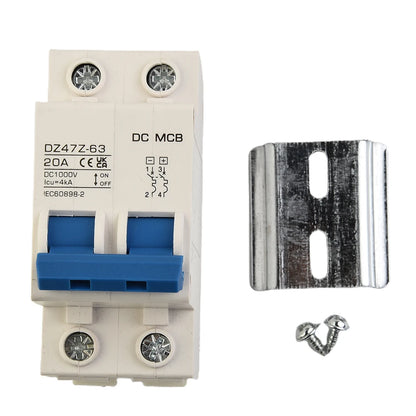 DC Miniature Circuit Breaker 2 Pole 1000V 32 Amp Isolator DC Disconnect Switch Thermomagnetic 10 A-63A 1.42 X 2.95 X 3.15 Inches