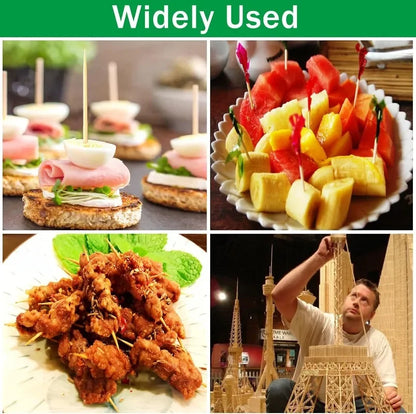 500PCS Disposable Bamboo Toothpicks Double Headed Picks Fruit Dessert Picks Home Kitchen Restaurant Portable Teeth Cleaning Tool