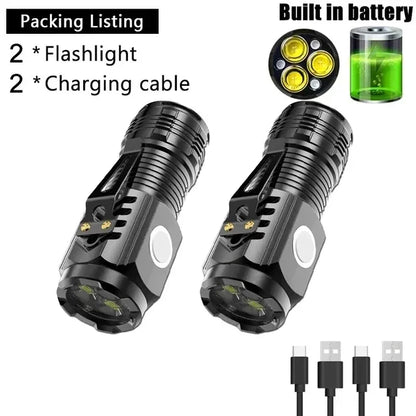 Mini Tactical Flashlight 3*SST20 LED USB Rechargeable High Power Torch