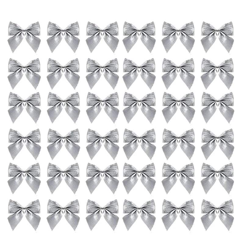 12/36pcs Christmas Bow Christmas Decorations For Home Gold Red Bowknot Xmas Tree Ornaments New Year 2024 Navidad Decor Supplies